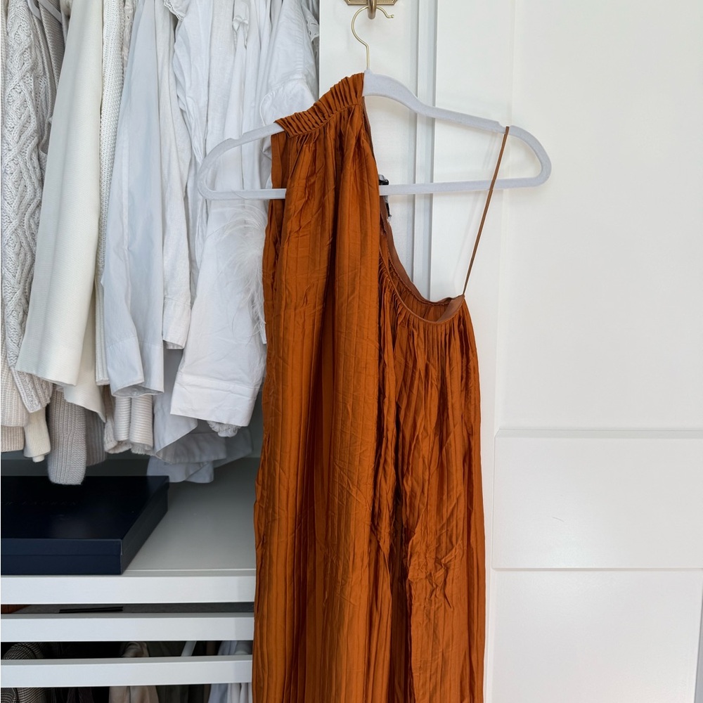 Chic One Shoulder Dress in Burnt Orange
